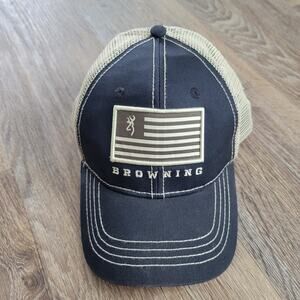 Browning Flag Mesh Black and Tan Adjustable Baseball Hat